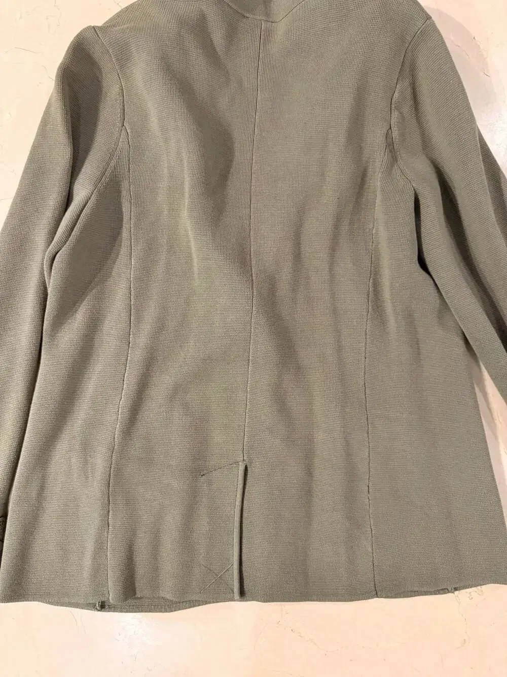 Talbots Women's Olive Green Cotton-Blend Knit Blazer with Button Cuffs